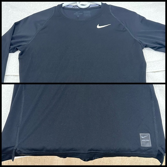 Nike DriFt 🏏🥅⛳️💯✅Long Sleeve Compression Shirt Large Black One Owner 👌🏼☀️🌟 - Picture 2 of 16